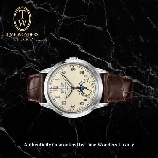 Like New Q3 2021 Patek Philippe Perpetual Calendar 5320G Cream White 5320 White Gold 40mm