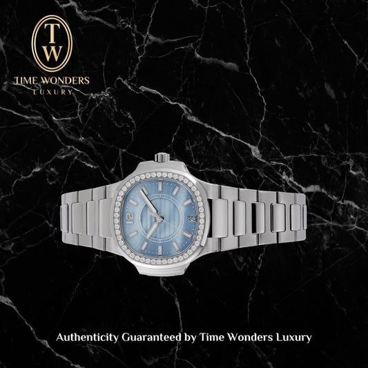 Like New Q4 2012 Patek Philippe Nautilus 7008/1A Blue Mother of Pearl Dial Stainless Steel 33mm 7008