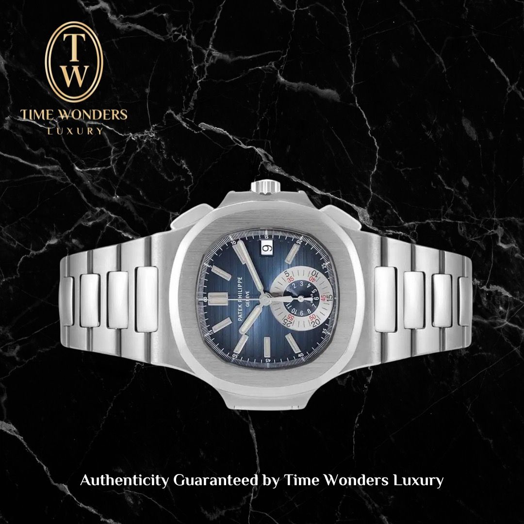 Like New September 2007 Patek Philippe Nautilus Chronograph Blue 5980/1A 5980