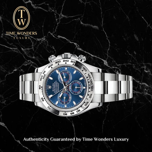 Mint August 2022 Rolex Daytona White Gold 116509 Blue Dial 40mm