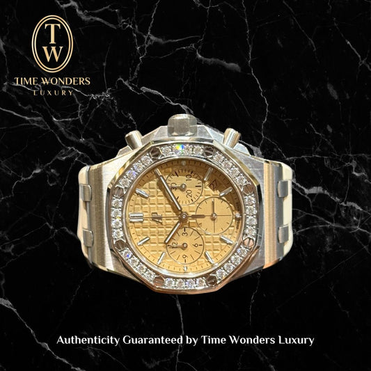Mint May 2024 Audemars Piguet Royal Oak Offshore Chronograph 37mm 26231ST Salmon Dial Diamonds 26231 Stainless Steel