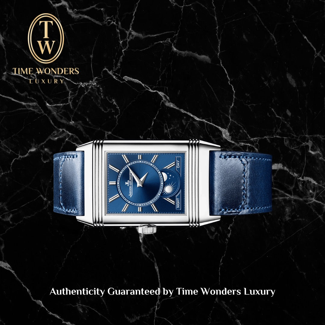 Mint November 2022 Jaeger LeCoultre Reverso Tribute Duoface Calendar Q3918420 White Blue Dial Stainless Steel JLC