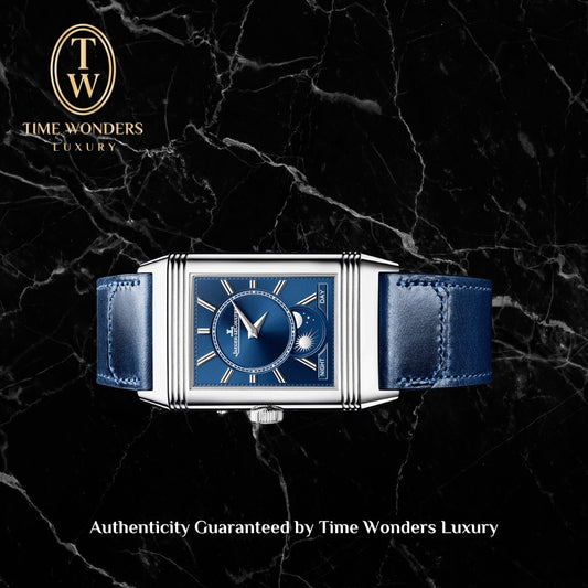 Mint November 2022 Jaeger LeCoultre Reverso Tribute Duoface Calendar Q3918420 White Blue Dial Stainless Steel JLC