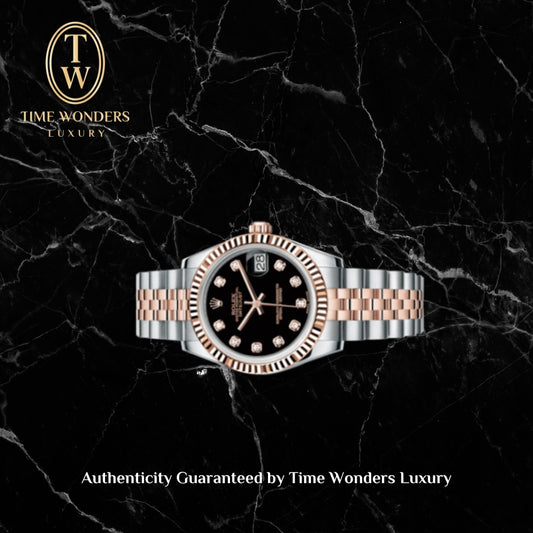 Mint October 2013 Rolex Datejust 31mm 178271 Two-tone Yellow Gold Black Dial Diamonds