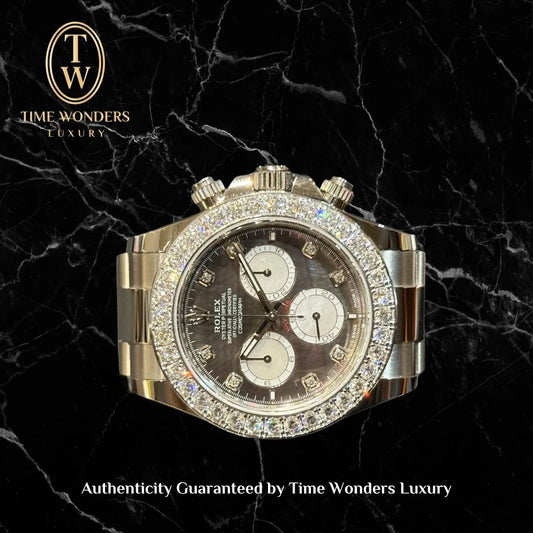 Mint October 2025 Rolex Daytona White Gold 126579RBR MOP Dial Diamonds Bezel 126579