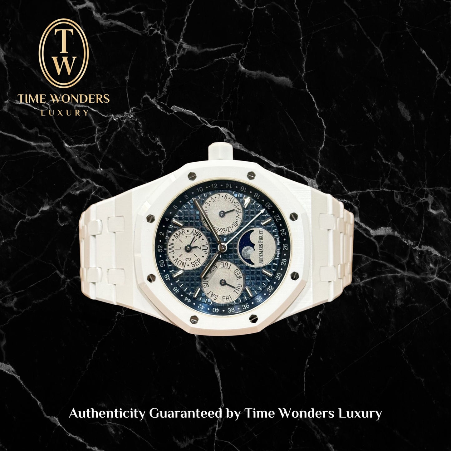 Mint Q3 2021 Audemars Piguet Royal Oak 26579CB Perpetual Calendar White Ceramic 26579