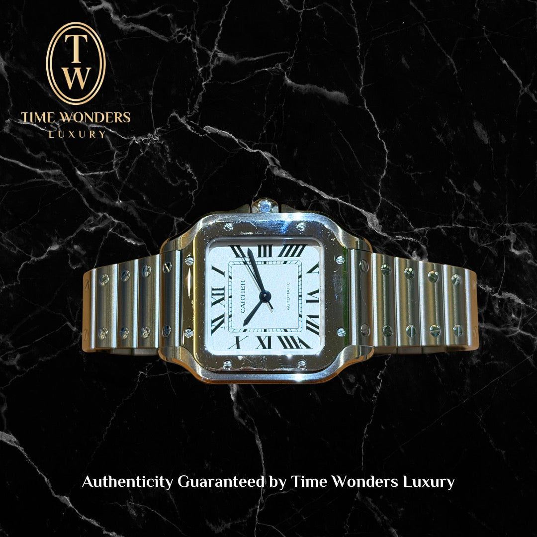 Mint September 2020 Cartier Santos De Cartier Medium WSSA0029 White Dial Bracelet Stainless Steel