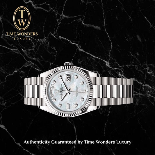 New August 2021 Rolex Day-Date 36mm 128239 White Gold MOP Dial Daydate Day Date