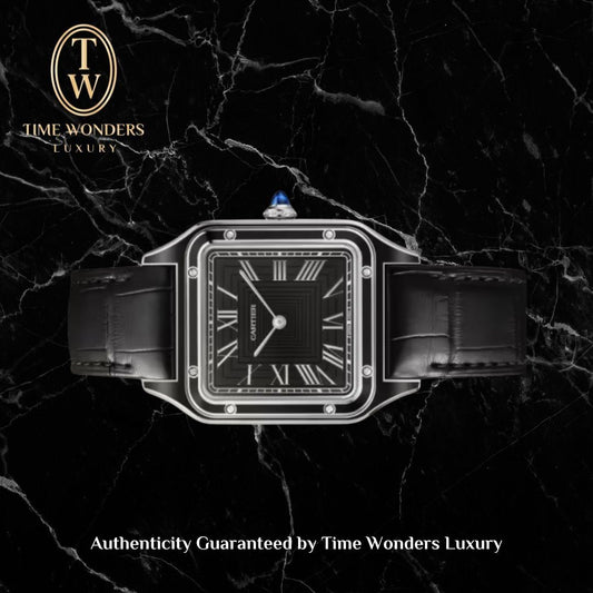 New August 2025 Cartier Santos Dumont Watch Extra Large Black Dial WSSA0046