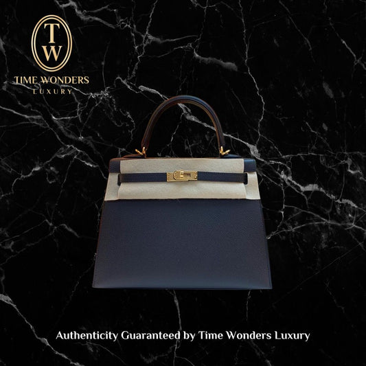 New Hermes Kelly 25 Sellier Black Epsom Gold Hardware