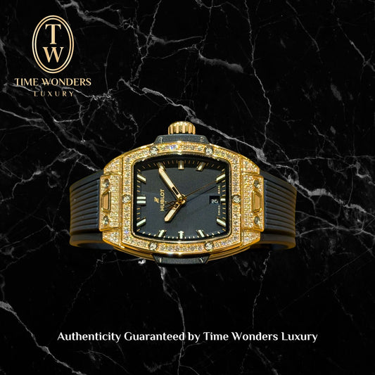 New December 2023 Hublot Spirit of Big Bang King Gold diamond Pave Rose Gold Black Dial 682.OX.1180.RX.1604