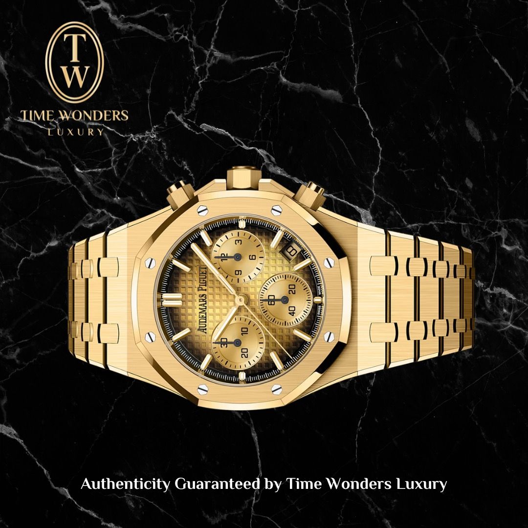 New January 2026 Audemars Piguet Royal Oak Chronograph Yellow Gold 26240BA Smoked Yellow Dial 26240