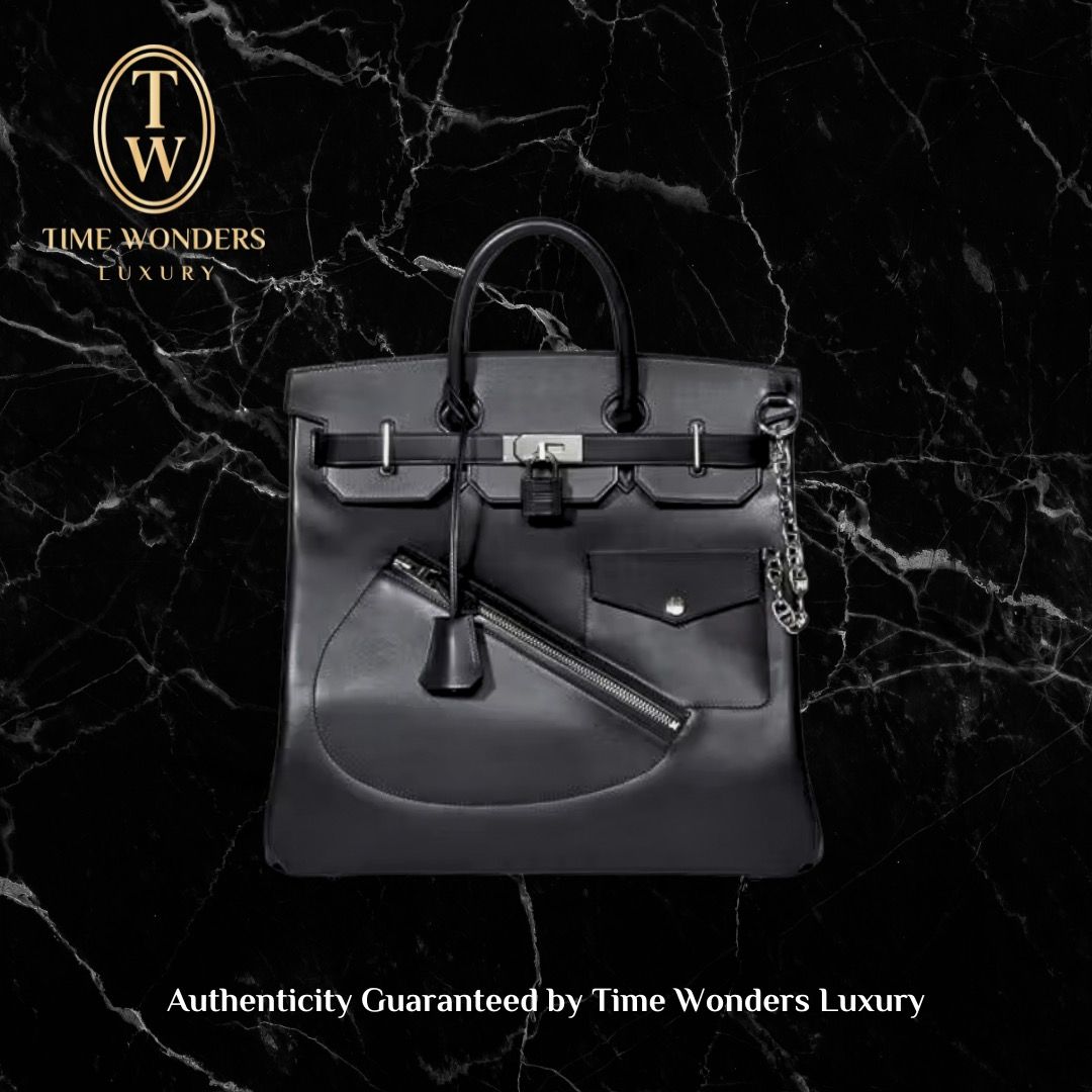 New Limited Edition Hermes Birkin 40 Haut A Courroies Rock Noir Evergrain Palladium Hardware