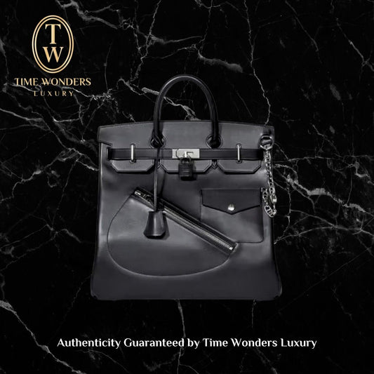 New Limited Edition Hermes Birkin 40 Haut A Courroies Rock Noir Evergrain Palladium Hardware