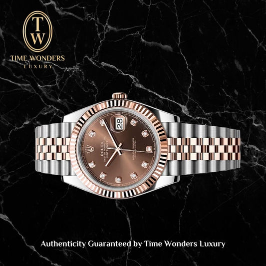 New November 2025 Rolex Datejust 41 Two-tone Rose Gold Chocolate Dial w/ 10pt Diamonds 126331