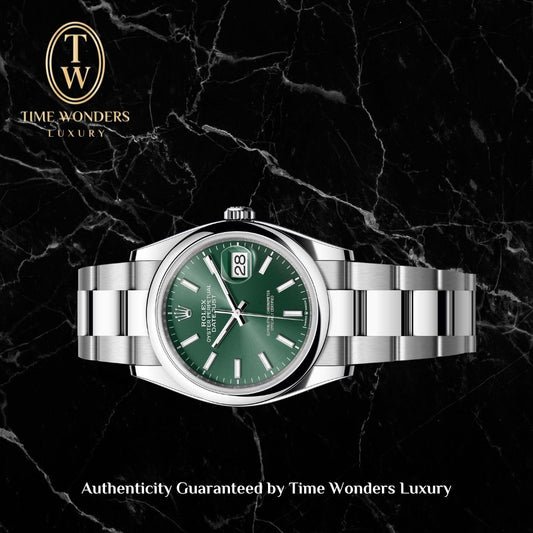 New October 2025 Rolex Datejust 36mm 126200 Green Smooth Bezel w Oyster Bracelet