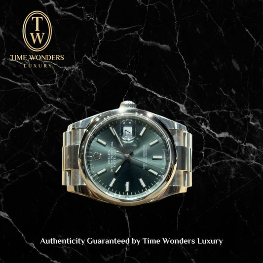 New October 2025 Rolex Datejust 36mm 126200 Green Smooth Bezel w Oyster Bracelet