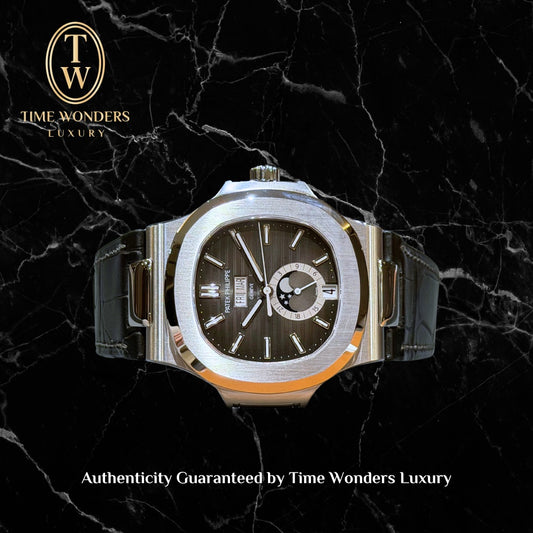 New Q3 2026 Patek Philippe Nautilus Moonphases 5726A Grey Dial Leather Strap Stainless Steel 5726