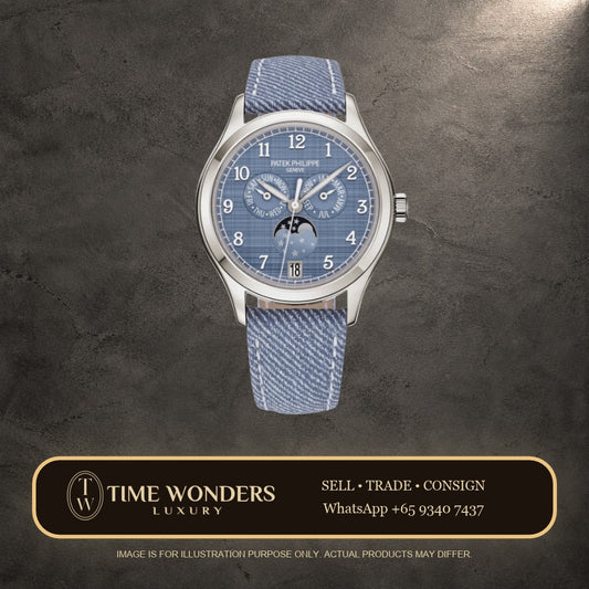 New Q3 2026 Patek Philippe Complications 4946G-001 Annual calendar Blue dial White Gold Denim strap 4946G