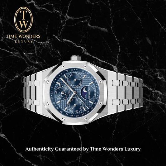 Like New October 2022 Audemars Piguet Royal Oak Perpetual Calendar 26574ST Blue Dial Stainless Steel 26574 41mm