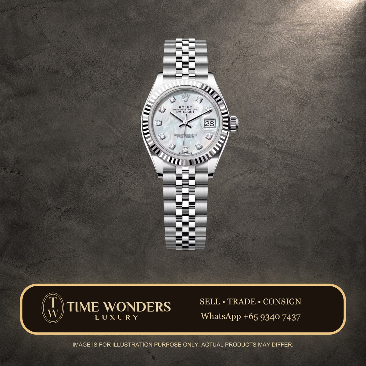 Used October 2023 Rolex Datejust 28mm 279174-0009 Mother of Pearl Dial Stainless Steel Jubilee MOP 279174