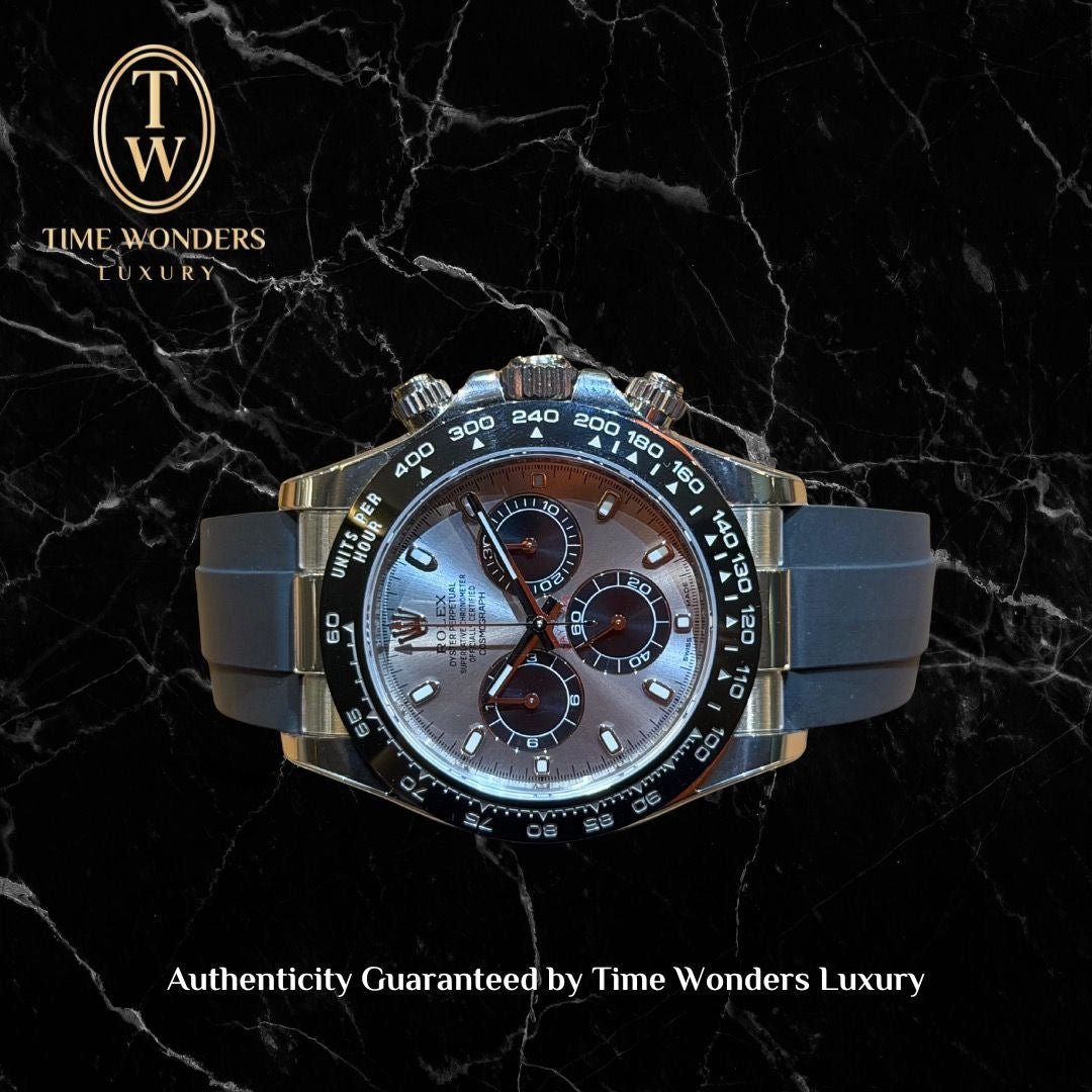 Like New February 2021 Rolex Daytona White Gold Grey Dial 116519LN Oysterflex 116519 40mm
