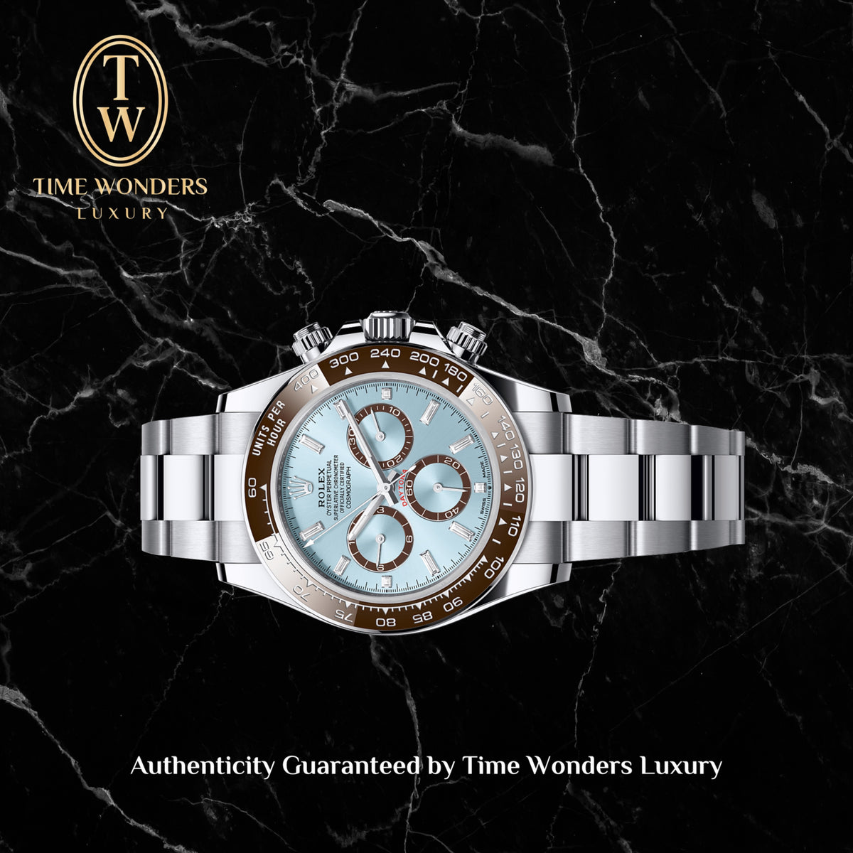 Like New December 2023 Rolex Daytona Platinum Baguette Diamond 126506-0002 126506 40mm