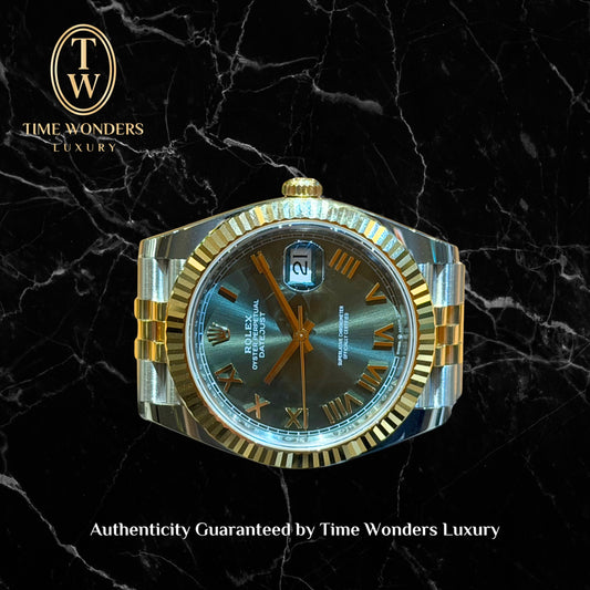 New August 2026 Rolex Datejust 41mm Two-tone Yellow Gold 126333-0024 Green Dial Jubilee Roman Indexes 126333