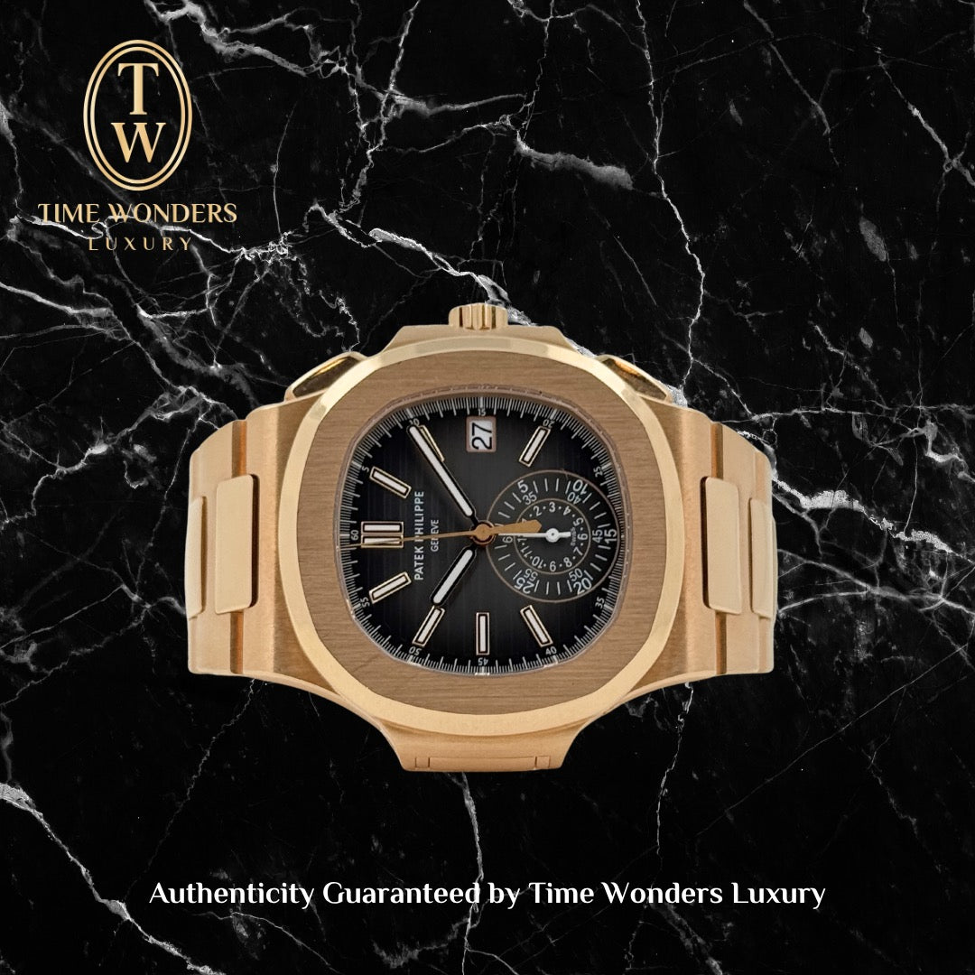 Like New 2021 Patek Philippe Nautilus Flyback Chronograph 5980/1R Rose Gold Grey Dial 5980