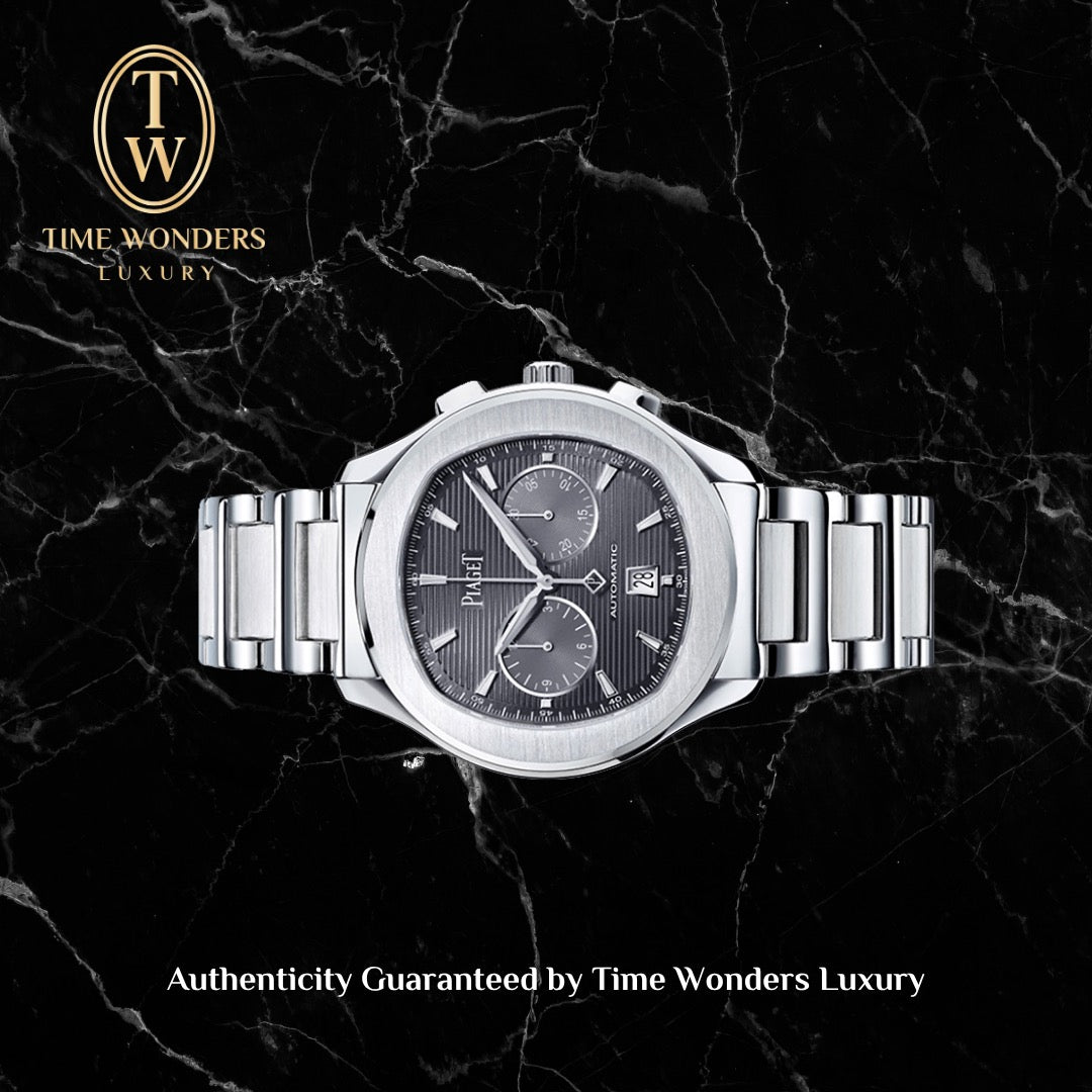 Like New April 2022 Piaget Polo Chronograph G0A42005 Grey Dial Stainless Steel Bracelet