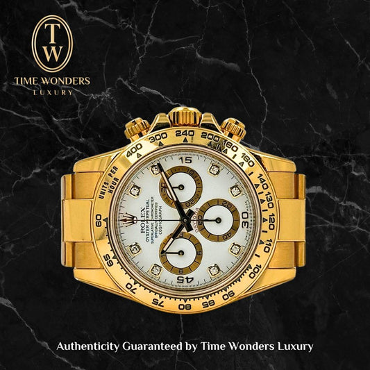 Rare!! Rolex Daytona 116508 Full Yellow Gold white dial with 8 point diamond