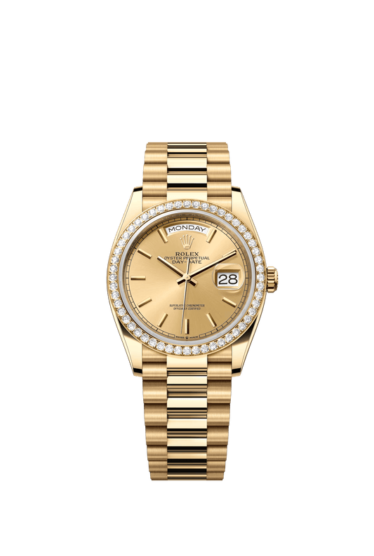 Day-Date 36mm | Yellow gold | Diamond-set Bezel | Ref. 128348RBR