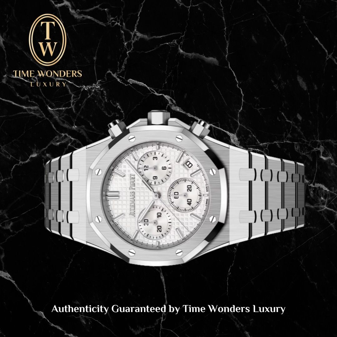 Used March 2022 Audemars Piguet Royal Oak Chronograph 41mm White 50th Anniversary 26240ST 26240