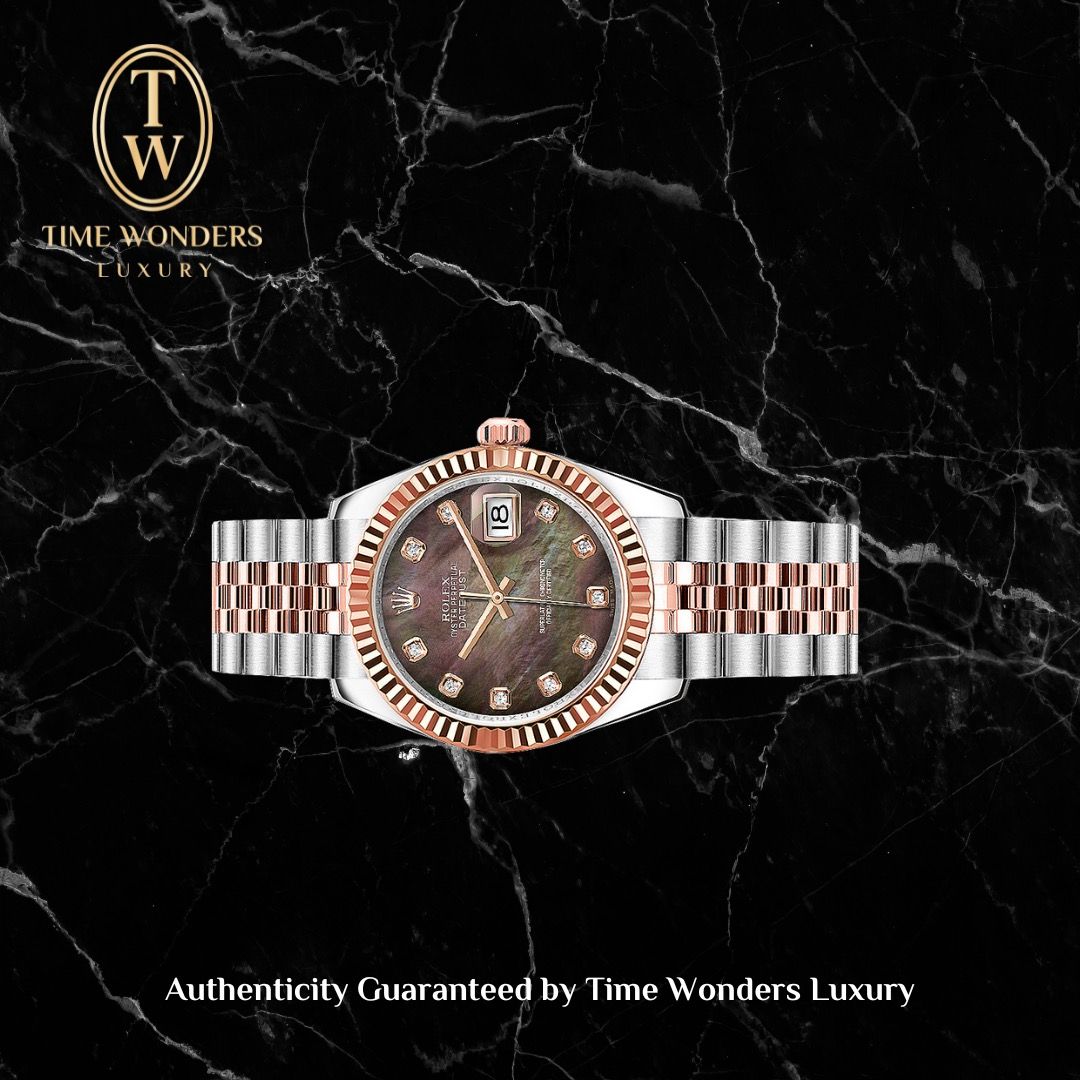 Used August 2009 Rolex Datejust 31mm Two-tone Rose Gold 178271 Black Mother Of Pearl MOP Two Tone