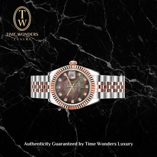 Used August 2009 Rolex Datejust 31mm Two-tone Rose Gold 178271 Black Mother Of Pearl MOP Two Tone