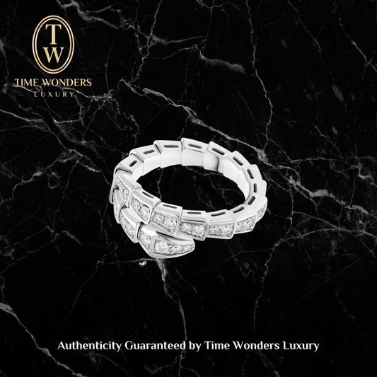 Used Bvlgari Serpenti Viper Ring White Gold with Diamonds