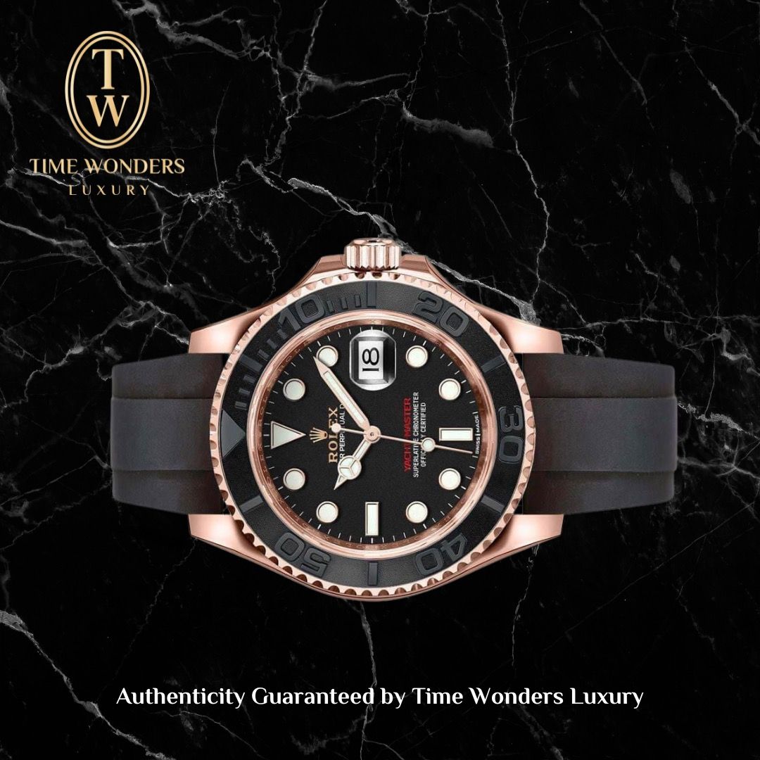Used February 2016 Rolex Yacht Master 40mm Rose Gold 116655 Oysterflex