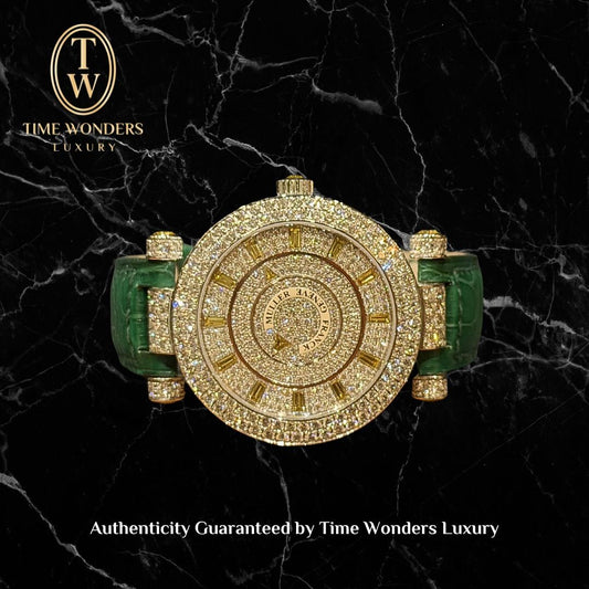 Used Franck Muller Double Mystery 39 DM D 1R CD White Gold Paved Diamonds Yellow Sapphire 39mm