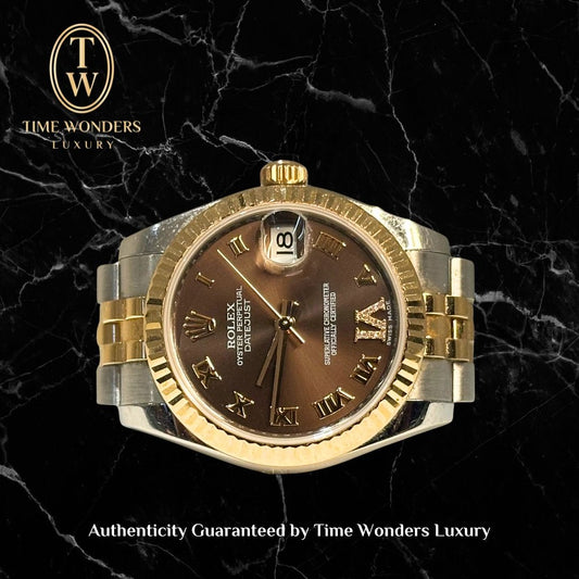 Used May 2011 Rolex Datejust 31mm Rose Gold Chocolate Dial 178271