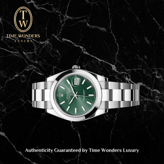 Mint June 2022 Rolex Datejust 41mm Green 126300-0019 126300  Oyster Bezel & Bracelet Stainless Steel