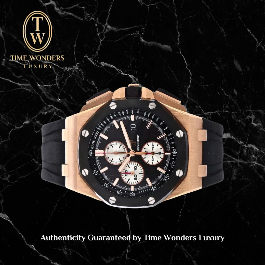 Mint October 2016 Audemars Piguet Royal Oak Offshore Chronograph 26401RO Black Dial Rose Gold Black Ceramic
