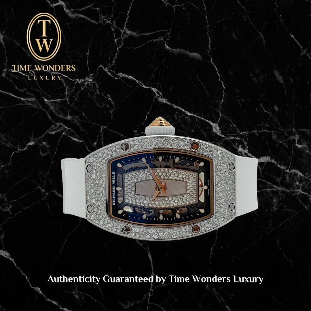 New 2025 Richard Mille RM07-01 White Gold Full Diamonds Mother of Pearl Dial 07-01 RM0701 0701