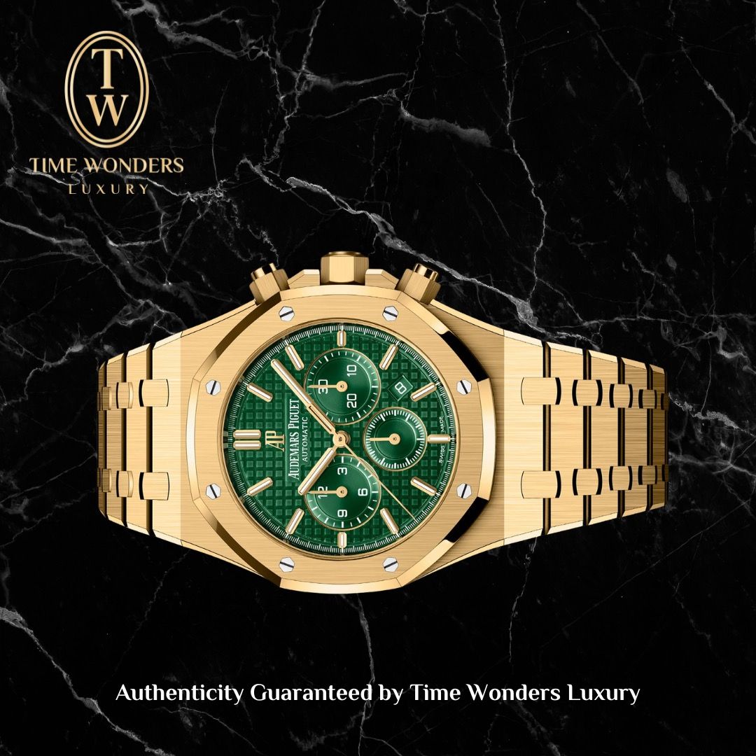 [Watch Only] Like New Audemars Piguet Royal Oak Chronograph Yellow Gold Green Dial 26331BA 26331 Limited Edition 125pcs