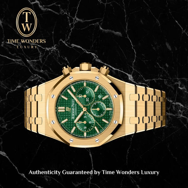 [Watch Only] Like New Audemars Piguet Royal Oak Chronograph Yellow Gold Green Dial 26331BA 26331 Limited Edition 125pcs